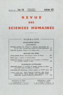 Revue des Sciences Humaines, n°146/avril - juin 1972
