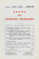 Revue des Sciences Humaines, n°121/janvier - mars 1966