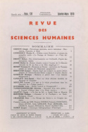 Revue des Sciences Humaines, n°137/janvier - mars 1970