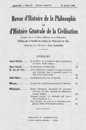 Revue d'Histoire de la Philosophie et d'Histoire Générale de la Civilisation, n° 13/15 janvier 1936