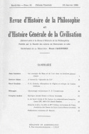 Revue d'Histoire de la Philosophie et d'Histoire Générale de la Civilisation, n° 21/15 janvier 1938