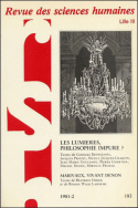 Revue des Sciences Humaines, n°182/avril - juin 1981