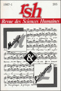 Revue des Sciences Humaines, n°205/janvier - mars 1987