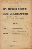 Revue d'Histoire de la Philosophie et d'Histoire Générale de la Civilisation, n° 38/avril - juin 1944