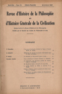 Revue d'Histoire de la Philosophie et d'Histoire Générale de la Civilisation, n° 34/avril - juin 1943