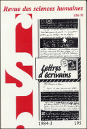 Revue des Sciences Humaines, n°195/juillet - septembre 1984