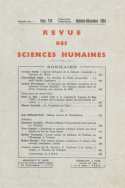 Revue des Sciences Humaines, n°116/octobre - décembre 1964