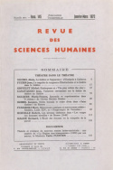 Revue des Sciences Humaines, n°145/janvier - mars 1972