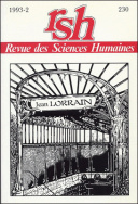 Revue des Sciences Humaines, n°230/avril - juin 1993