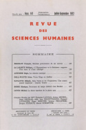 Revue des Sciences Humaines, n°147/juillet - septembre 1972