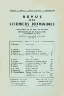 Revue des Sciences Humaines, n°89/janvier - mars 1958