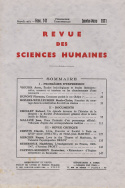 Revue des Sciences Humaines, n°141/janvier - mars 1971