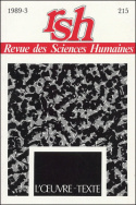 Revue des Sciences Humaines, n°215/juillet - septembre 1989