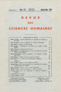 Revue des Sciences Humaines, n°113/janvier - mars 1964