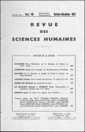 Revue des Sciences Humaines, n°148/octobre - décembre 1972