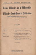 Revue d'Histoire de la Philosophie et d'Histoire Générale de la Civilisation, n° 35/juillet - septembre 1943