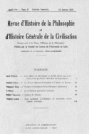 Revue d'Histoire de la Philosophie et d'Histoire Générale de la Civilisation, n° 17/15 janvier 1937