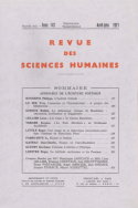 Revue des Sciences Humaines, n°142/avril - juin 1971