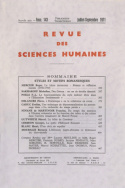 Revue des Sciences Humaines, n°143/juillet - septembre 1971