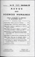 Revue des Sciences Humaines, n°100/octobre - décembre 1960