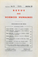 Revue des Sciences Humaines, n°125/janvier - mars 1967