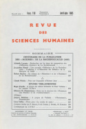 Revue des Sciences Humaines, n°118/avril - juin 1965