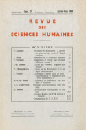 Revue des Sciences Humaines, n°97/janvier - mars 1960