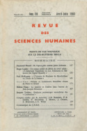 Revue des Sciences Humaines, n°110 /avril - juin  1963