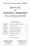 Revue des Sciences Humaines, n°73/janvier - mars 1954