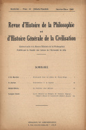 Revue d'Histoire de la Philosophie et d'Histoire Générale de la Civilisation, n° 41/janv.-mars 1946