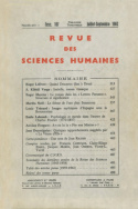 Revue des Sciences Humaines, n°107/juillet - septembre 1962