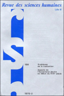 Revue des Sciences Humaines, n°158/avril - juin 1975