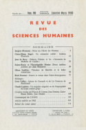 Revue des Sciences Humaines, n°109/janvier - mars 1963