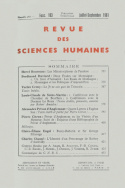 Revue des Sciences Humaines, n°103/juillet - septembre 1961