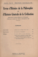Revue d'Histoire de la Philosophie et d'Histoire Générale de la Civilisation, n° 32/octobre - décembre 1942