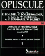 Critique et herméneutique dans le premier romantisme allemand