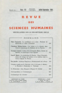 Revue des Sciences Humaines, n°115/juillet - septembre 1964