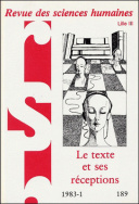 Revue des Sciences Humaines, n°189/janvier - mars 1983