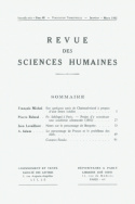 Revue des Sciences Humaines, n°65/janvier - mars 1952
