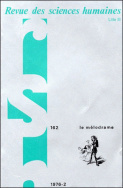 Revue des Sciences Humaines, n°162/avril - juin 1976