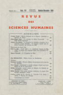 Revue des Sciences Humaines, n°116/octobre - décembre 1964