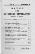 Revue des Sciences Humaines, n°108/octobre - décembre 1962