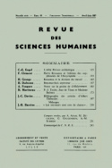 Revue des Sciences Humaines, n°86/avril - juin 1957