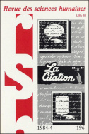 Revue des Sciences Humaines, n°196/octobre - décembre 1984