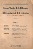 Revue d'Histoire de la Philosophie et d'Histoire Générale de la Civilisation, n° 31/juillet - septembre 1942