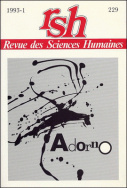 Revue des Sciences Humaines, n°229/janvier - mars 1993