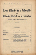 Revue d'Histoire de la Philosophie et d'Histoire Générale de la Civilisation, n° 39-40/juillet - décembre 1944