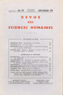 Revue des Sciences Humaines, n°139/juillet - septembre 1970