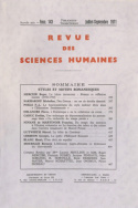 Revue des Sciences Humaines, n°143/juillet - septembre 1971