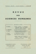 Revue des Sciences Humaines, n°90/avril - juin 1958